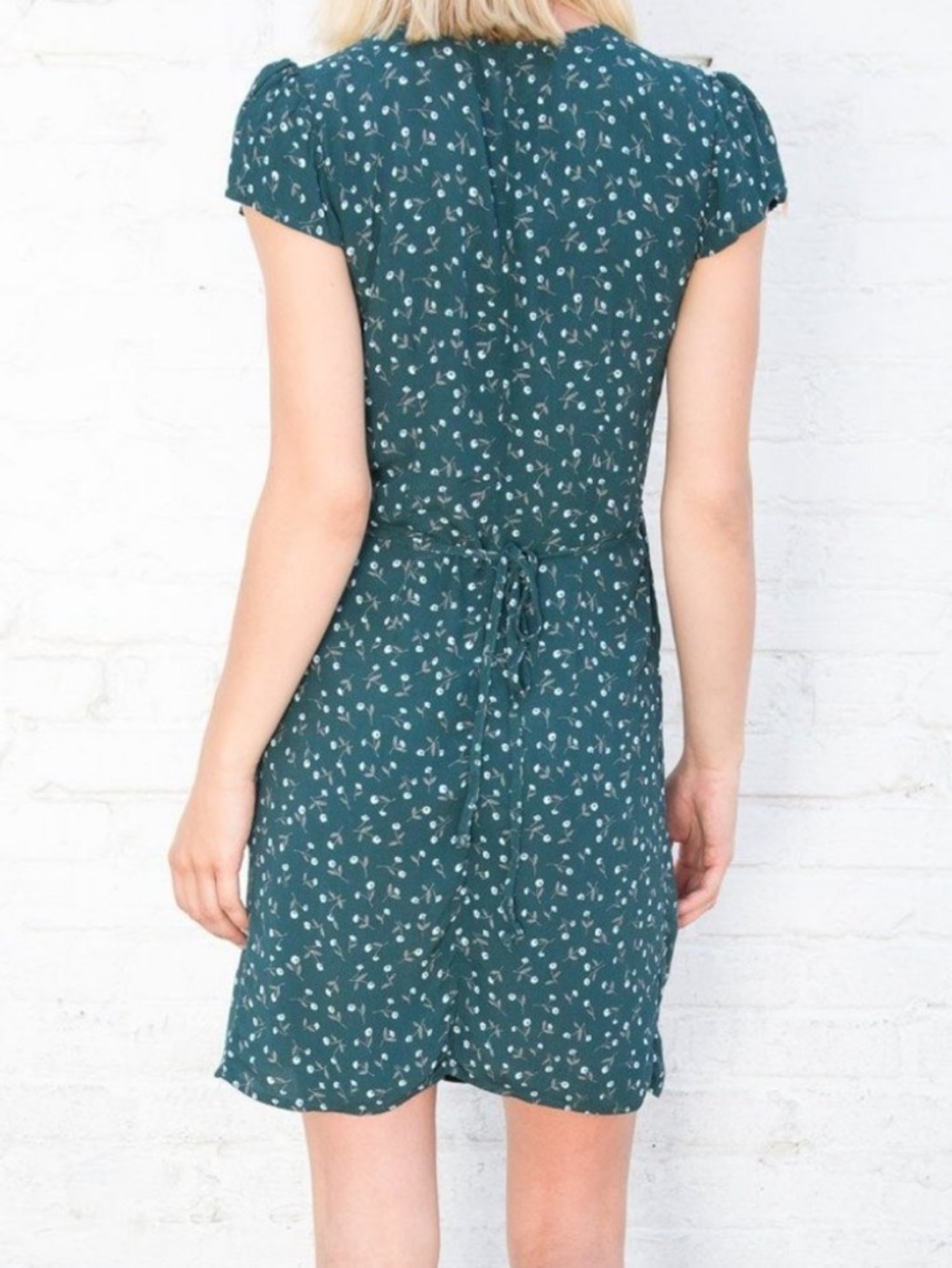 Brandy Melville Robbie Green Ditsy Floral Wrap Dress - Picture 15 of 16
